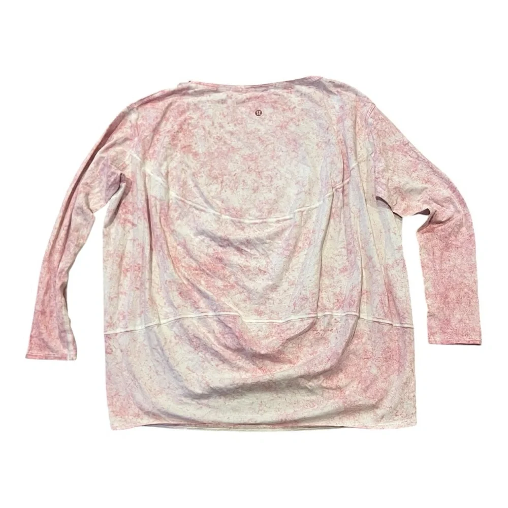Lululemon Back in Action Long Sleeve Shirt Vitasea Cirrus Wash White Pink Peony